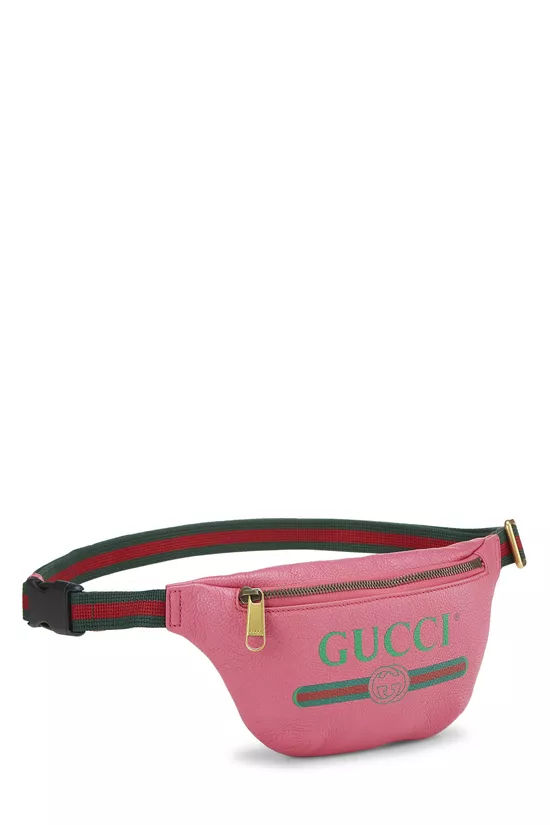 Pink Leather Logo Print Belt Bag Small, , large image number 1