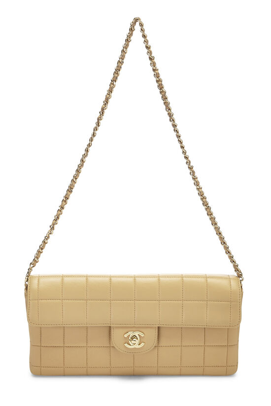 Chanel Camel Beige Quilted Caviar East-West Flap Gold Hardware