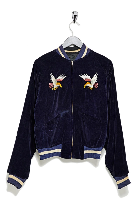 WGACA Vintage Black Silk & Velvet Gibraltar Souvenir Reversible Jacket, , large image number 2