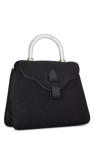 Black Satin Crystal Top Handle, , large