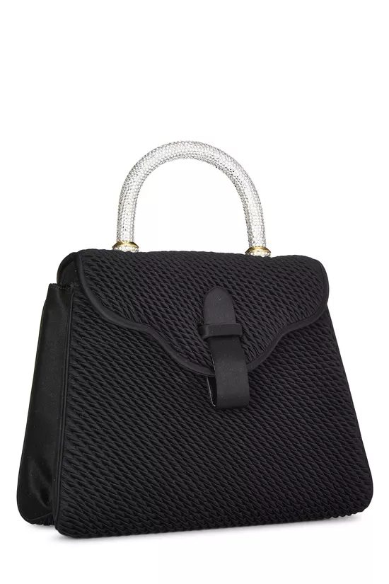 Black Satin Crystal Top Handle, , large image number 1