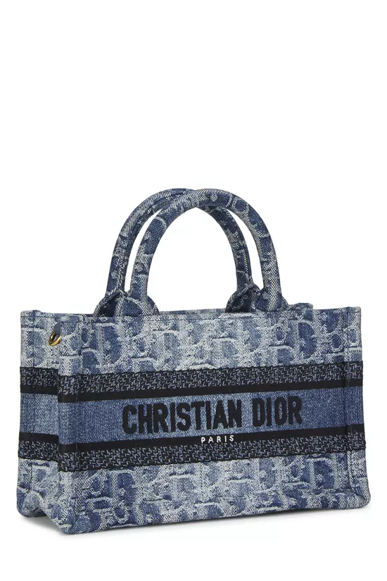 Navy Oblique Denim Book Tote Mini, , large image number 1