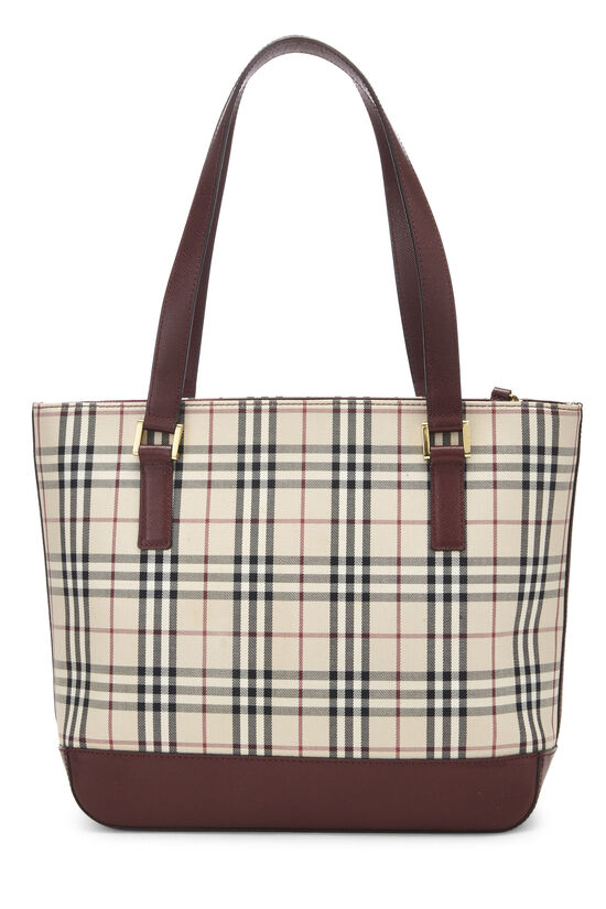Burgundy House Check Jacquard Zip Tote Small, , large image number 4