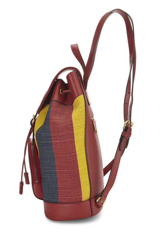 Gucci Multicolor Striped Canvas Logo Backpack QFB04G0EMB000