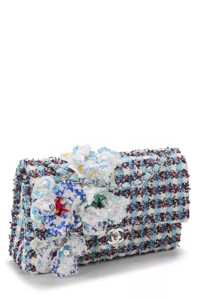 Multicolor Tweed Floral Double Flap Medium, , large