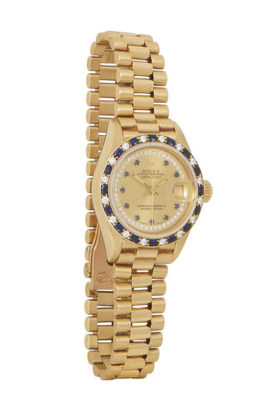 18K Yellow Gold & Sapphire Pave Diamond Datejust 69198 26mm