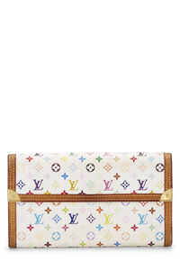 Takashi Murakami x Louis Vuitton White Monogram Multicolore Porte-Monnaie  Viennois Wallet QJA0FBWKWB003