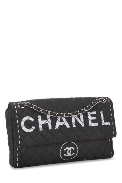 Chanel Black Nylon Logo Half Flap — photo 2