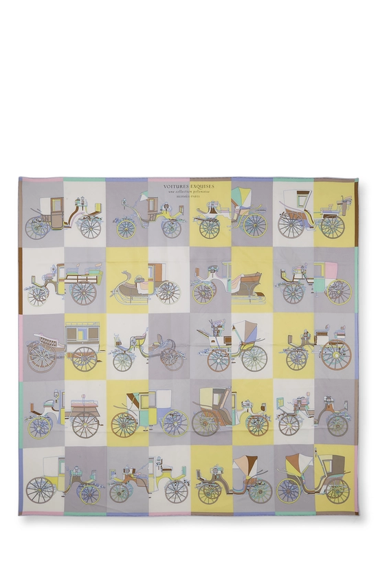 Multicolor 'Voitures Exquises' Silk Scarf 90, , large image number 0