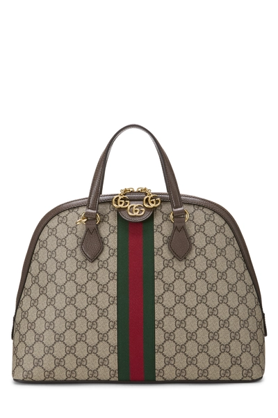 Gucci Brown GG Supreme Ophidia Dome Shoulder Bag Medium