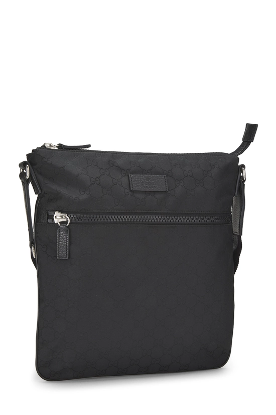 Black GG Nylon Zip Pocket Messenger Medium, , large image number 1