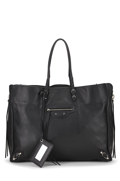 Black Calfskin Papier A4 Zip Around Tote