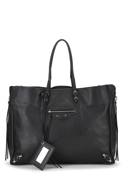 Black Calfskin Papier A4 Zip Around Tote