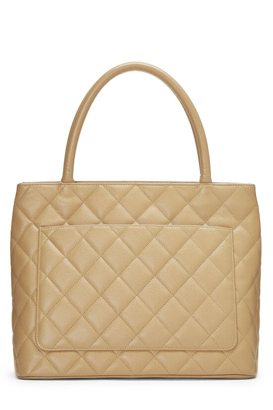 Beige Quilted Caviar Medallion Tote, , large image number 4