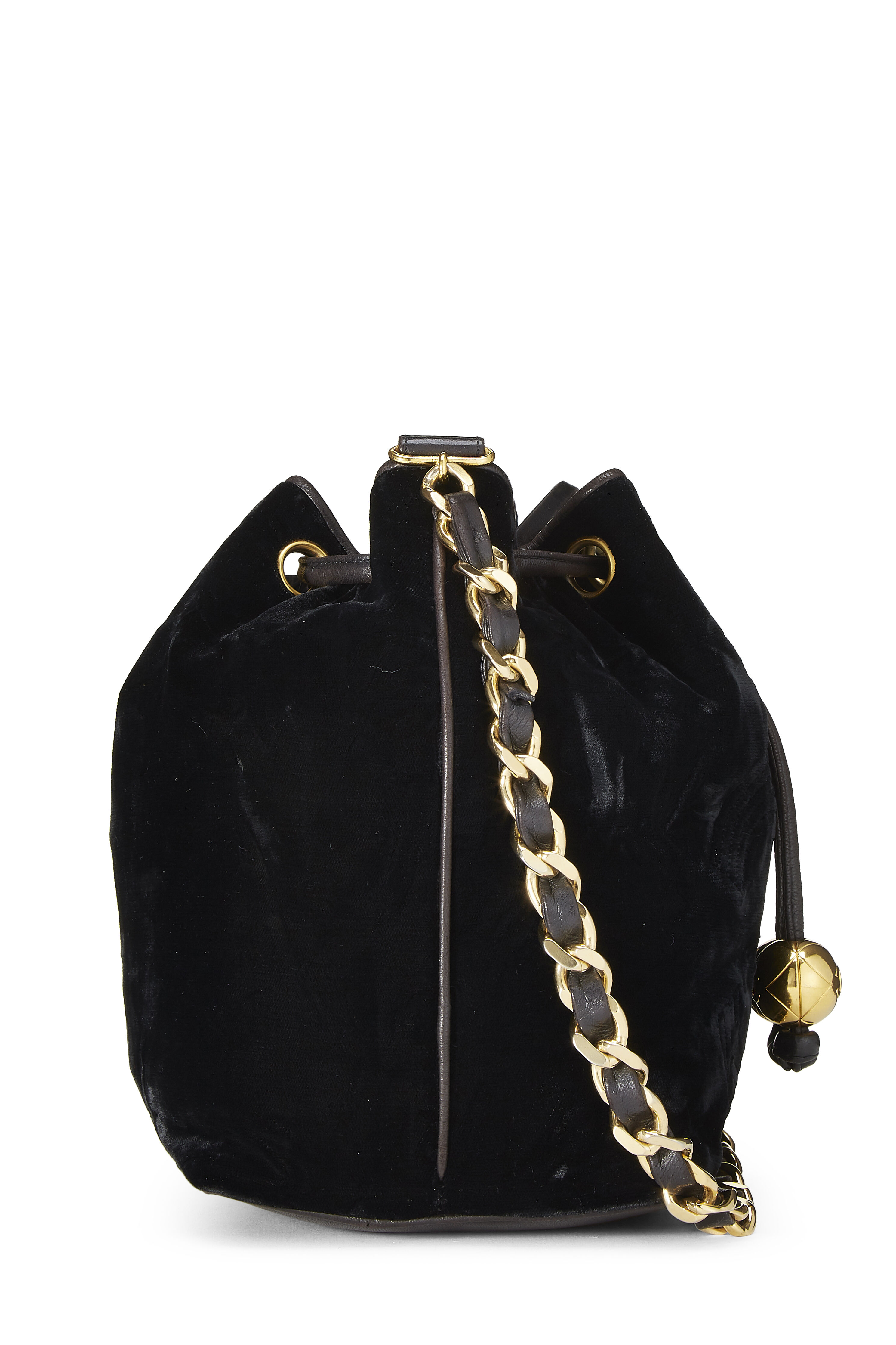 chanel black drawstring bag