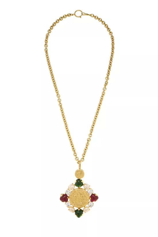 Multicolor Gold & Gripoix Long Necklace, , large image number 0