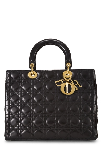 Christian Dior Black Cannage Quilted Lambskin Lady Dior Large