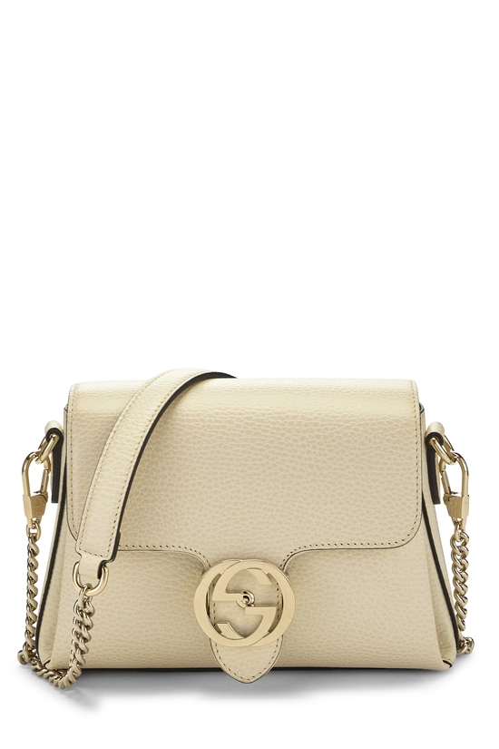 White Leather Interlocking Shoulder Bag Small, , large image number 0