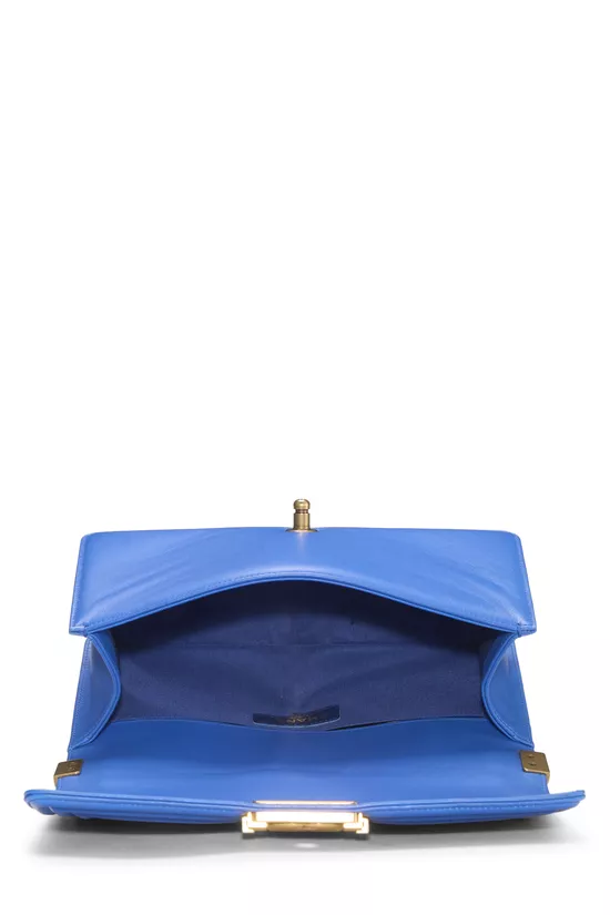 Blue Quilted Lambskin Boy Bag Medium, , large image number 5