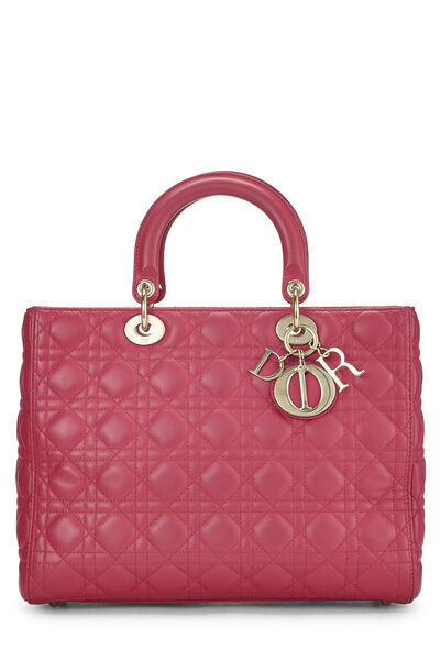 Pink Cannage Quilted Lambskin Lady Dior Large