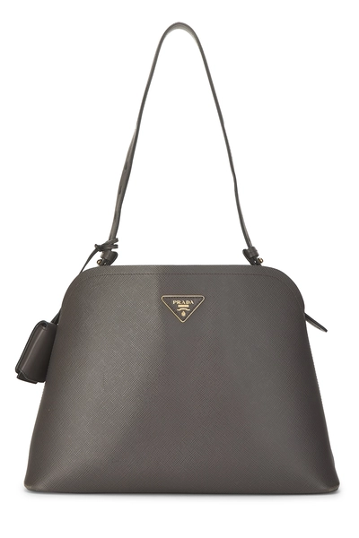 Grey Saffiano Matinee Shoulder Bag