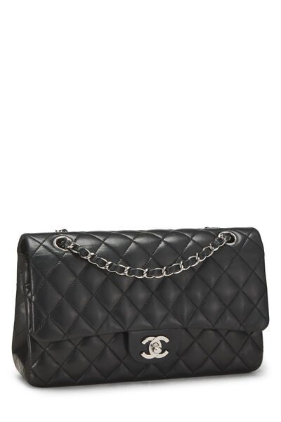 Black Quilted Lambskin Classic Double Flap Medium, , large