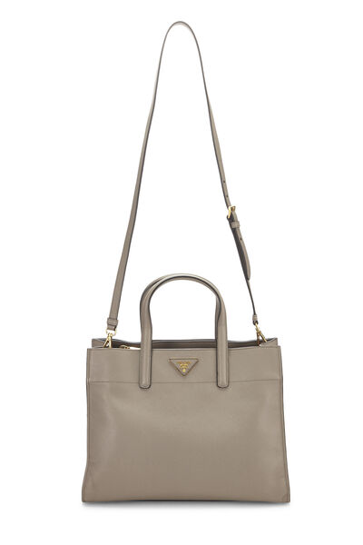 Grey Saffiano Convertible Handbag , , large