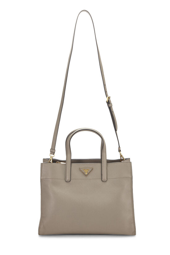 Prada Grey Saffiano Convertible Handbag QNBFLV3REB003