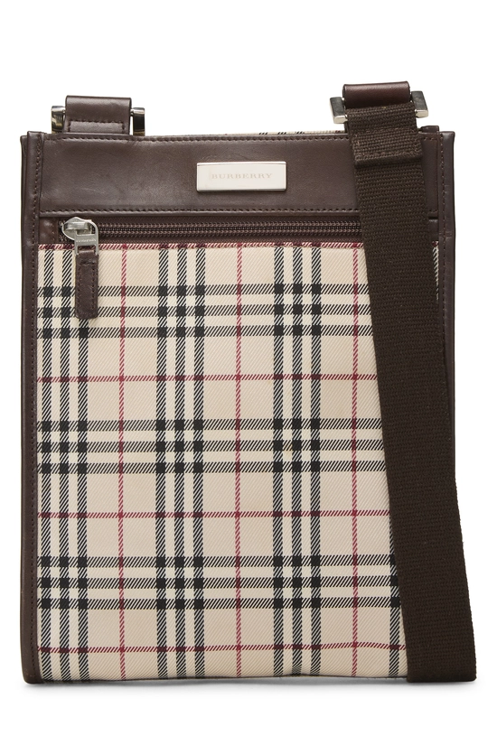 Brown House Check Nylon Crossbody, , large image number 0