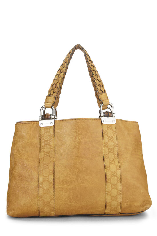 Yellow Leather Bamboo Tote Large, , large image number 3