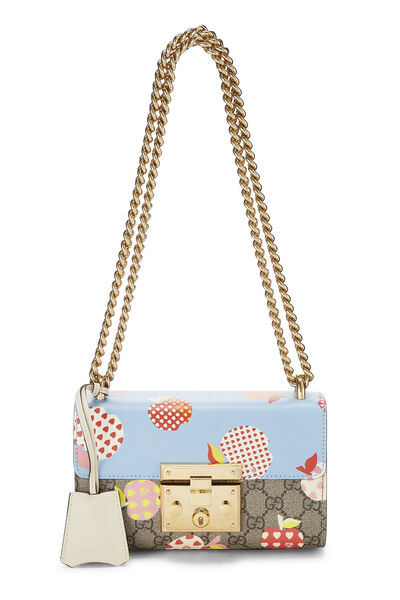 Multicolor GG Supreme Canvas Apple Padlock Shoulder Bag Small