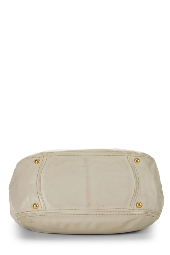 White Calfskin Leather Buckle Tote, , large image number 4