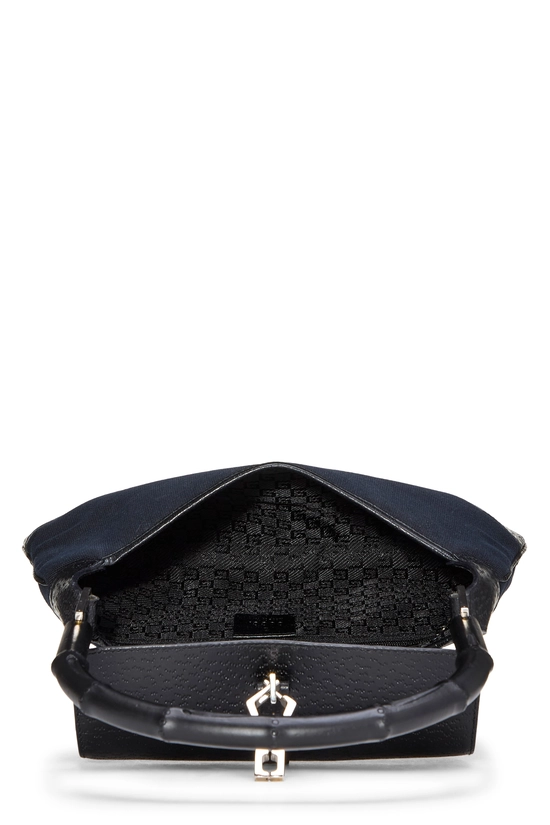 Black Canvas Bamboo Shoulder Bag, , large image number 5