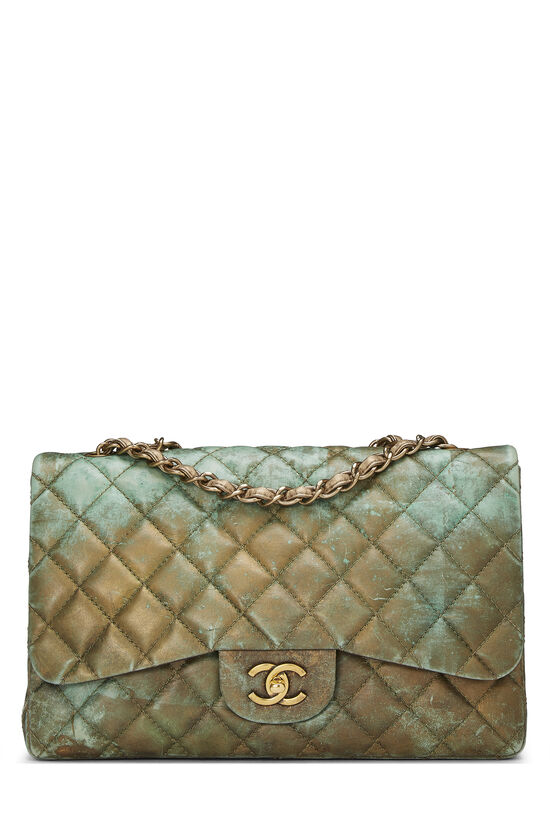 Chanel Green & Bronze Quilted Calfskin Half Flap Jumbo Q6B0274NG4000