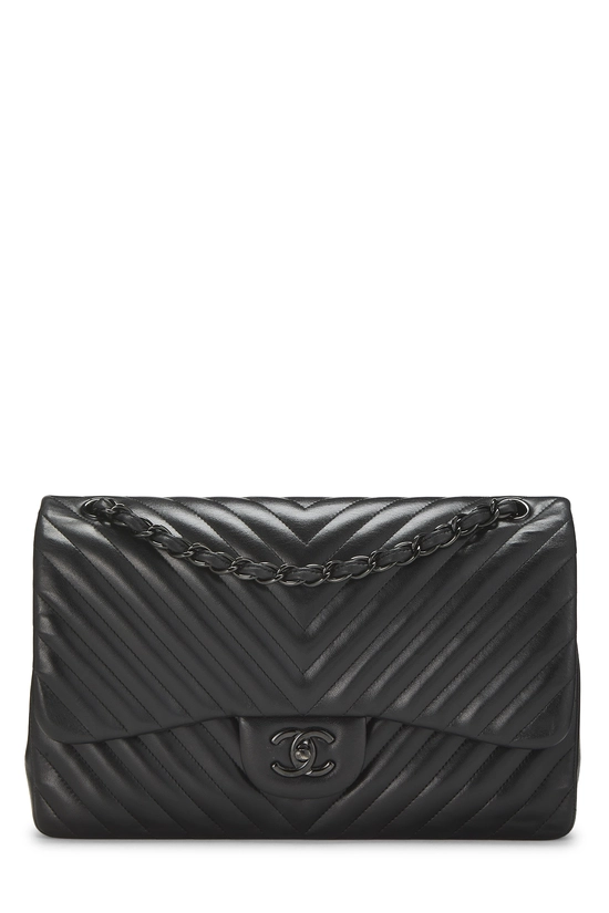 Black Quilted Lambskin So Black Chevron New Classic Jumbo, , large image number 0