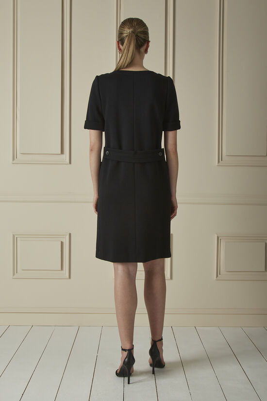 Black Wool Zippered Shift Dress, , large image number 1