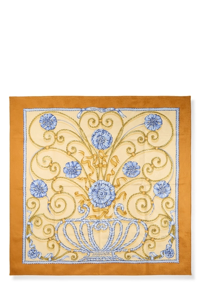 Orange & Multicolor 'Jouvence' Silk Scarf 90