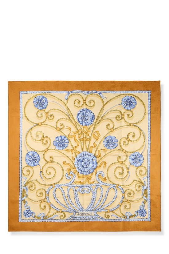 Orange & Multicolor 'Jouvence' Silk Scarf 90, , large image number 0