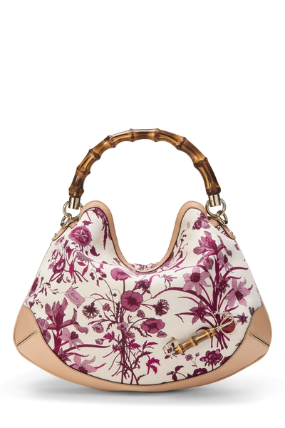 Gucci Pink Floral Canvas Peggy Hobo
