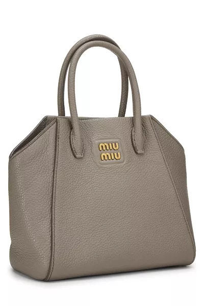 Grey Calfskin Convertible Handbag Small, , large