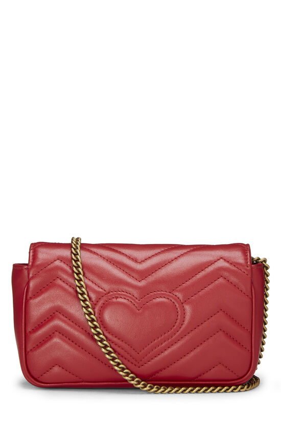 Red Leather GG Marmont Crossbody Super Mini, , large image number 3