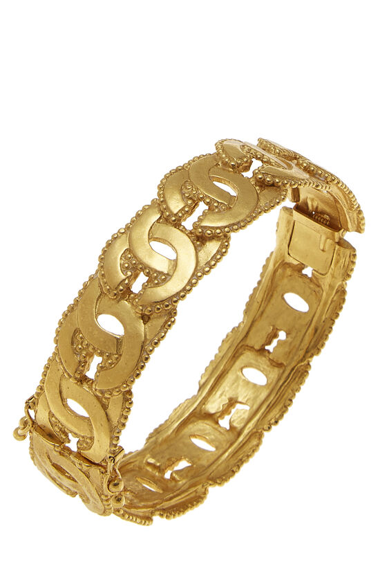 Gold Interlocking 'CC' Layered Bangle, , large image number 0