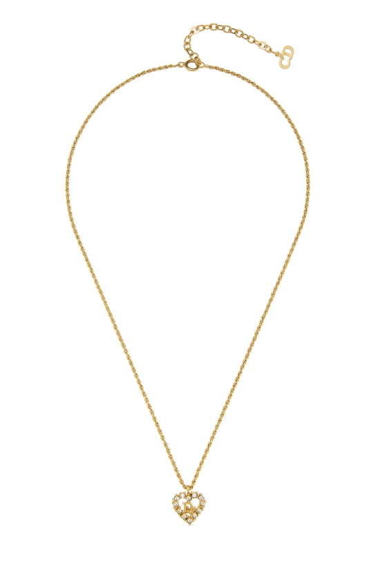 Gold Crystal Heart Logo Necklace, , large image number 0
