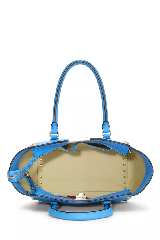 Blue Leather Rockstud Tote Bag, , large image number 5