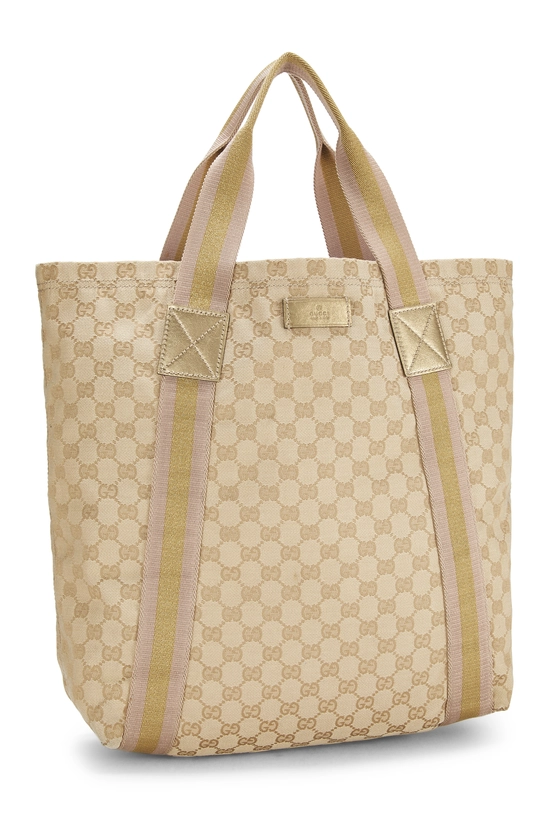 Gold GG Canvas Flat Web Tote, , large image number 1
