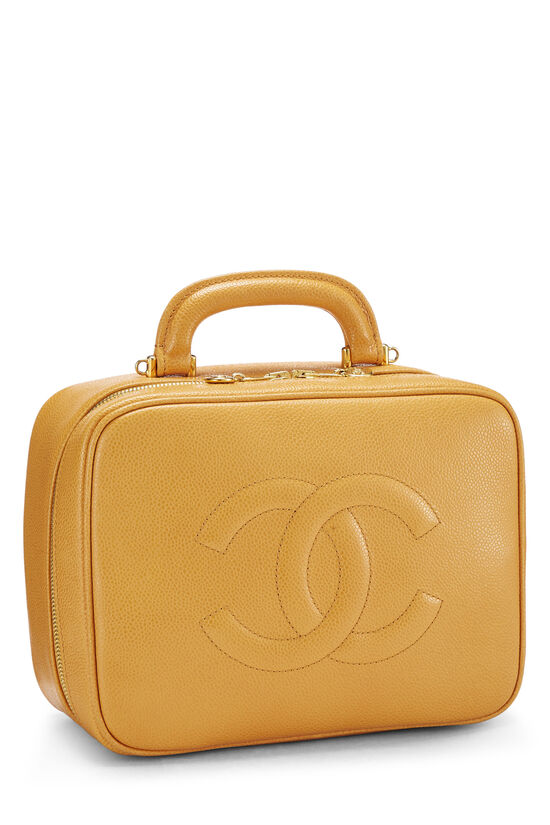 Chanel Purple CC Vanity Case Bag in Caviar Leather with Champagne
