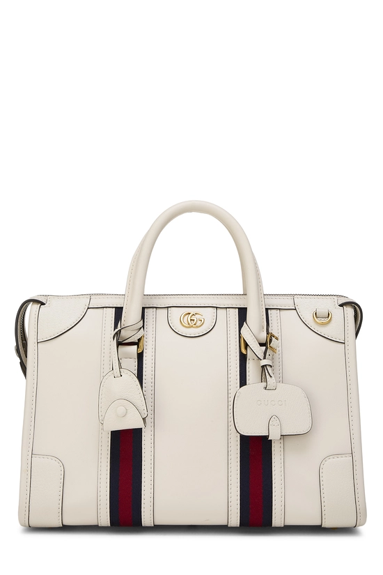 White Leather Ophidia Top Handle Bag, , large image number 0