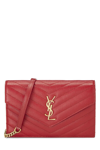 Red Grained Calfskin Envelope Wallet-On-Chain (WOC)