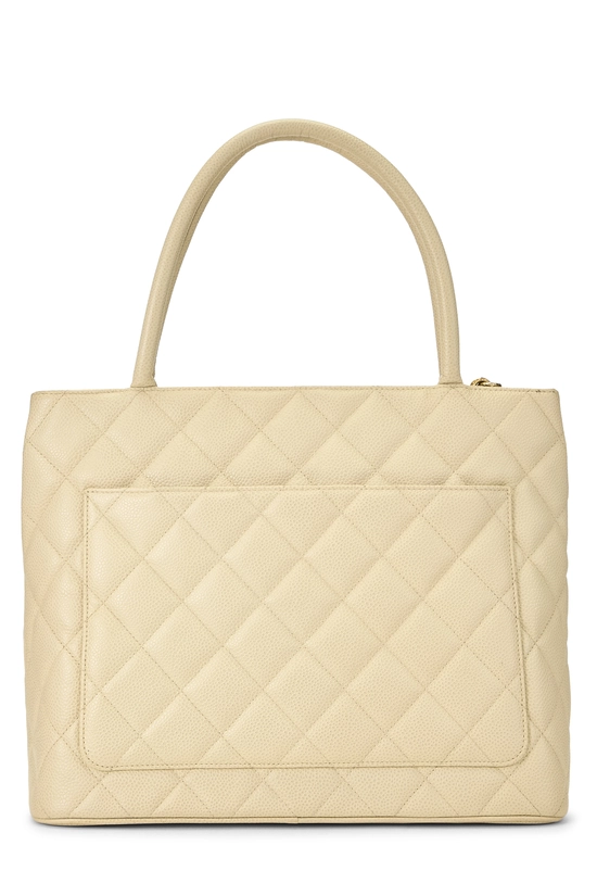 Cream Quilted Caviar Medallion Tote, , large image number 3