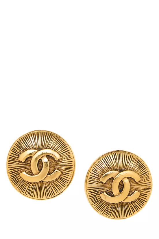 Gold 'CC' Sunburst Earrings, , large image number 0